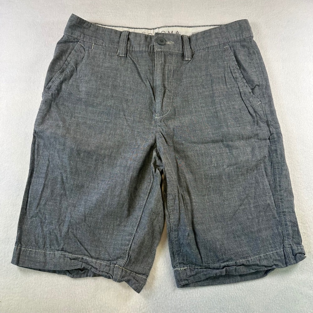 Sonoma Life + Style Mens Gray Cotton Flat Front Shorts Size 32 Casual Summer